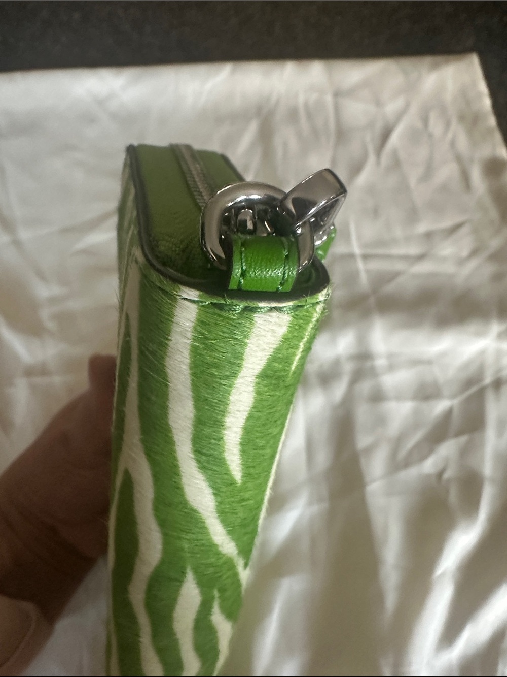 Michael Kors Green and White Zebra Print calf hair Wallet/Wristlet - Picture 7 of 12